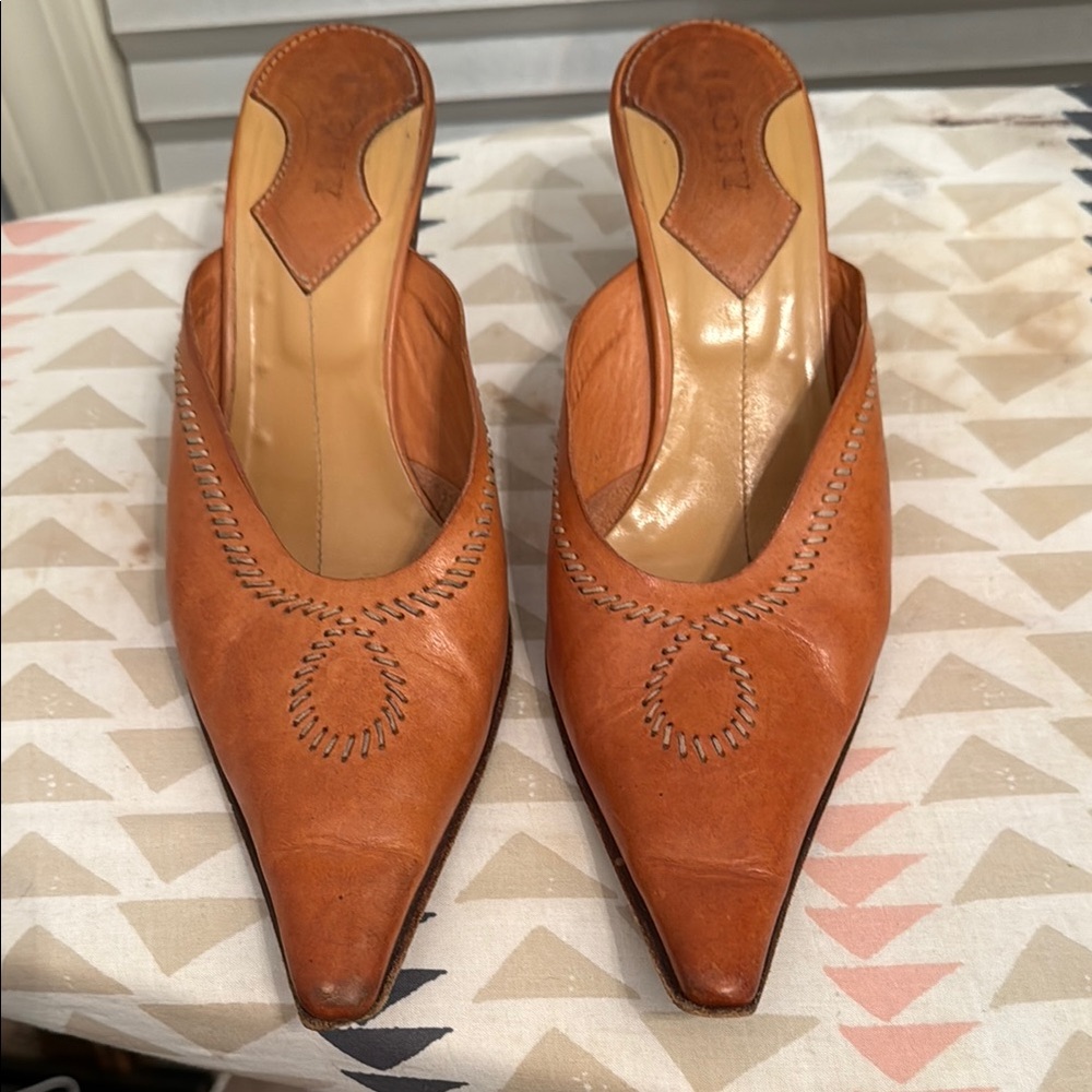 Zodiac Tan Leather Mules